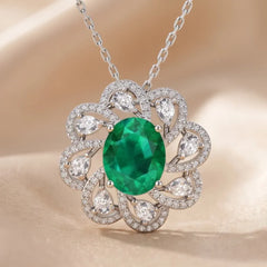 3.46 CT Oval & Pear-Cut Emerald Pendant