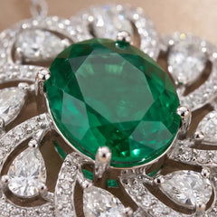 3.46 CT Oval & Pear-Cut Emerald Pendant