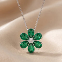4.31 CT Pear & Round-Cut Emerald Pendant