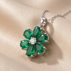 4.31 CT Pear & Round-Cut Emerald Pendant