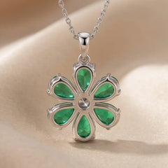 4.31 CT Pear & Round-Cut Emerald Pendant