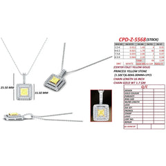 1.55 CT Princess-Cut Two-Tone Pendant