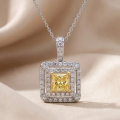 1.55 CT Princess-Cut Two-Tone Pendant