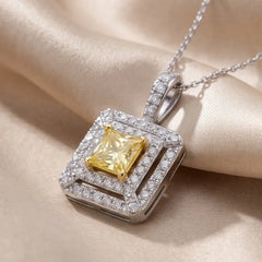 1.55 CT Princess-Cut Two-Tone Pendant