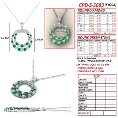 4.52 CT Round & Pear-Cut Emerald Pendant