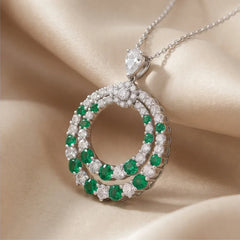 4.52 CT Round & Pear-Cut Emerald Pendant