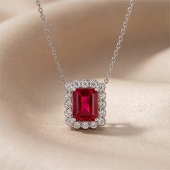 3.56 CT Emerald-Cut Ruby Pendant