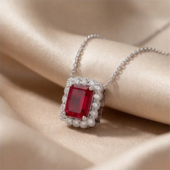 3.56 CT Emerald-Cut Ruby Pendant