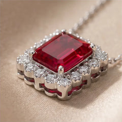 3.56 CT Emerald-Cut Ruby Pendant