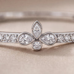 1.39 CT Diamond Floral Motif Half-Eternity Bangle