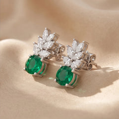 2.94 CT Round Emerald Drop Earrings