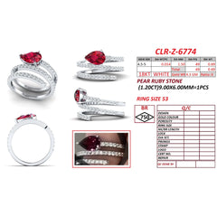 1.89 CT Ruby & Diamond Pear-Shaped Triple-Wrap Coil Ring