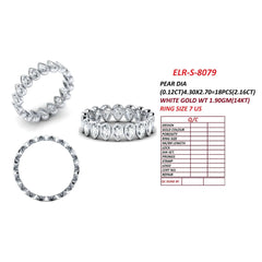 2.16 CT Pear Bezel Diamond Full Eternity Ring