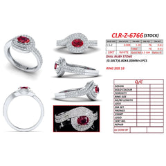 1.11 CT Oval Ruby Halo Crossover Ring