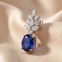 8.18 CT Oval Sapphire Cluster Drop Earrings