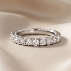 0.74 CT Pavé Set Milgrain Detail Half-Eternity Ring