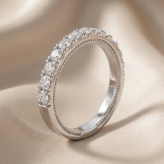 0.74 CT Pavé Set Milgrain Detail Half-Eternity Ring