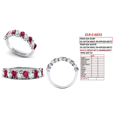 1.20 CT Pear Ruby & Diamond Half Eternity Ring