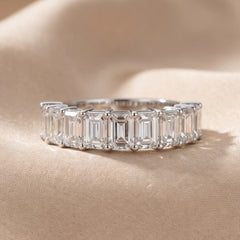 3 CT Emerald Diamond Half-Eternity Ring