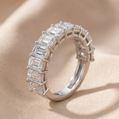 3 CT Emerald Diamond Half-Eternity Ring