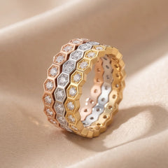 1.09 CT Diamond Hexagon Stackable Band Set
