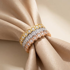 1.09 CT Diamond Hexagon Stackable Band Set