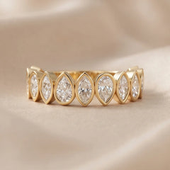 1.09 CT Marquise & Pear Diamond Half Eternity Ring