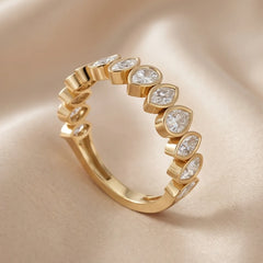 1.09 CT Marquise & Pear Diamond Half Eternity Ring