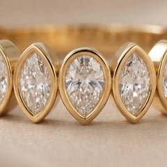 1.09 CT Marquise & Pear Diamond Half Eternity Ring