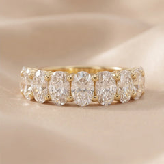 5.40 CT Oval Diamond Half Eternity Ring