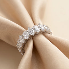 3.15 CT Oval & Pear Diamond Half Eternity Ring