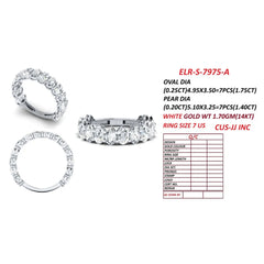 3.15 CT Oval & Pear Diamond Half Eternity Ring