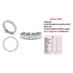 2.08 CT Pear & Oval Diamond Half Eternity Ring