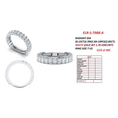 2.85 CT Radiant-Cut  Diamond Half Eternity Ring