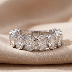 3 CT Oval Bezel Diamond Half Eternity Ring