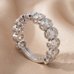 3 CT Oval Bezel Diamond Half Eternity Ring