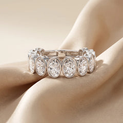 3 CT Oval Bezel Diamond Half Eternity Ring