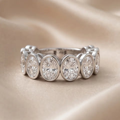 5 CT Oval Bezel Diamond Half Eternity Ring