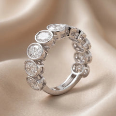 5 CT Oval Bezel Diamond Half Eternity Ring