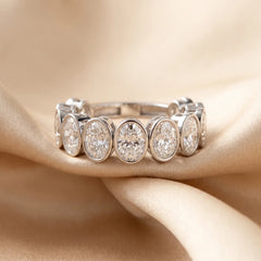 5 CT Oval Bezel Diamond Half Eternity Ring