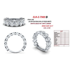 3 CT Oval Bezel Diamond Half Eternity Ring