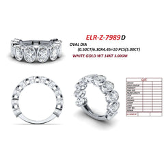 5 CT Oval Bezel Diamond Half Eternity Ring
