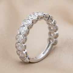 2.04 CT Oval Bezel Diamond Half Eternity Ring