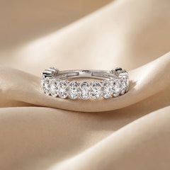 2.04 CT Oval Bezel Diamond Half Eternity Ring