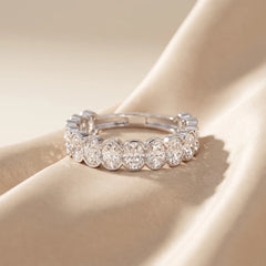 2.80 CT Oval Bezel Diamond Half Eternity Ring