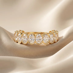 2.80 CT Oval Bezel Diamond Half Eternity Ring