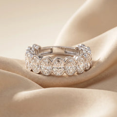 4.80 CT Oval Bezel Diamond Half Eternity Ring