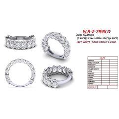 4.80 CT Oval Bezel Diamond Half Eternity Ring