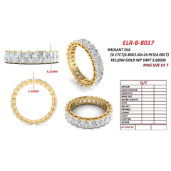 4.08 CT Radiant Diamond Full Eternity Ring