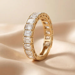 3.06 CT Emerald-cut Diamond Half Eternity Ring